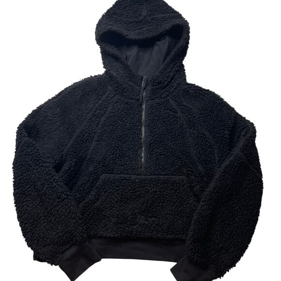 Lululemon Scuba Oversized Hoodie Fleece Sherpa Half Zip Black Size Medium/ Large - Picture 1 of 7